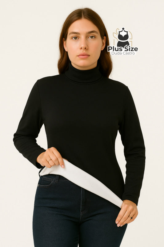 Blusa Segunda Pele Plus Size Térmica – Gola Alta com Forro Flanelado e Caimento Slim Blusa Segunda Pele Plus Size