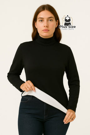 Blusa Segunda Pele Plus Size Térmica – Gola Alta com Forro Flanelado e Caimento Slim Blusa Segunda Pele Plus Size