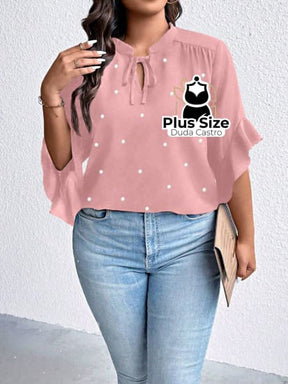 Blusa Social Com Detalhe Em Pérolas Várias Cores Plus Size