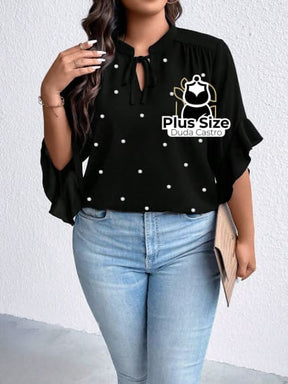 Blusa Social Com Detalhe Em Pérolas Várias Cores Plus Size