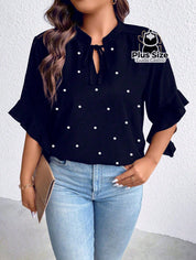 Blusa Social Com Detalhe Em Pérolas Várias Cores Plus Size