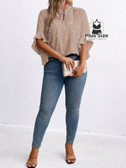Blusa Social Com Detalhe Em Pérolas Várias Cores Plus Size