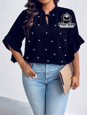 Blusa Social Com Detalhe Em Pérolas Várias Cores Plus Size