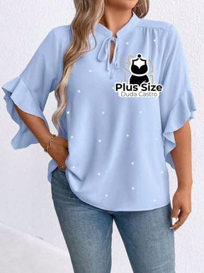 Blusa Social Com Detalhe Em Pérolas Várias Cores Plus Size