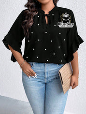 Blusa Social Com Detalhe Em Pérolas Várias Cores Plus Size