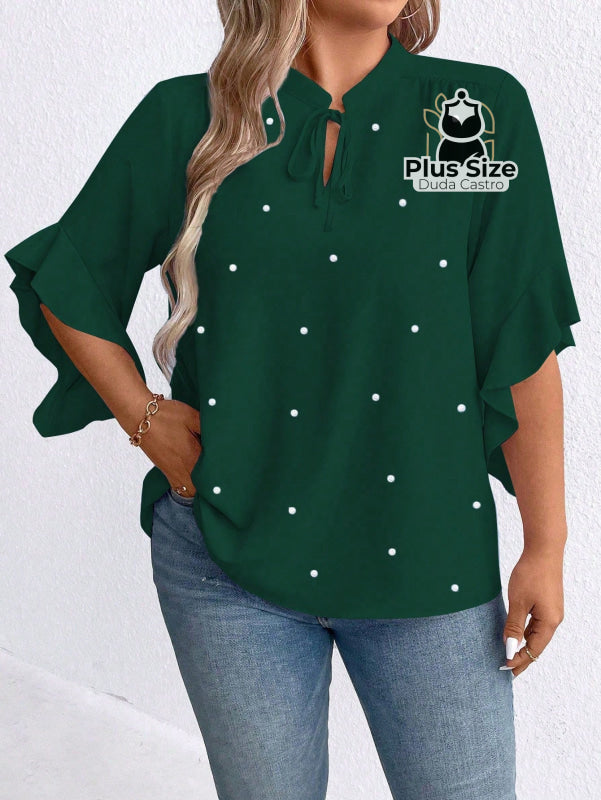 Blusa Social Com Detalhe Em Pérolas Várias Cores Plus Size