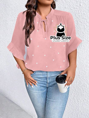 Blusa Social Com Detalhe Em Pérolas Várias Cores Plus Size