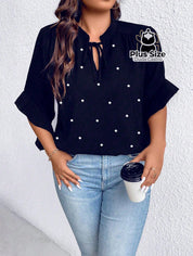 Blusa Social Com Detalhe Em Pérolas Várias Cores Plus Size