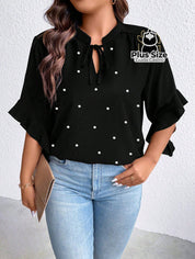 Blusa Social Com Detalhe Em Pérolas Várias Cores Plus Size
