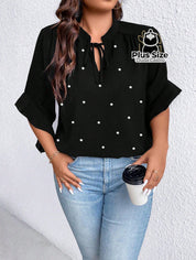 Blusa Social Com Detalhe Em Pérolas Várias Cores Plus Size