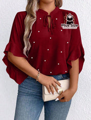 Blusa Social Com Detalhe Em Pérolas Plus Size