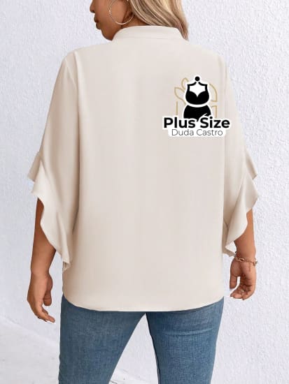 Blusa Social Com Detalhe Em Pérolas Plus Size