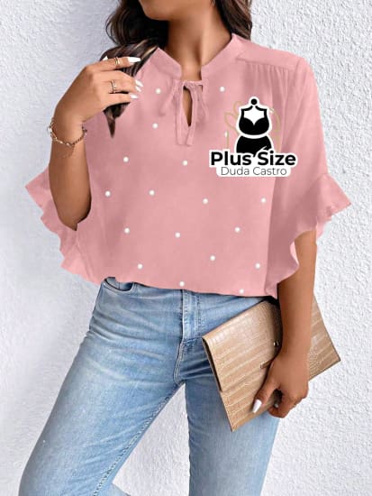 Blusa Social Com Detalhe Em Pérolas Várias Cores Plus Size