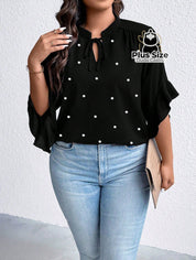 Blusa Social Com Detalhe Em Pérolas Várias Cores Plus Size