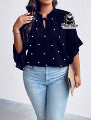Blusa Social Com Detalhe Em Pérolas Várias Cores Plus Size