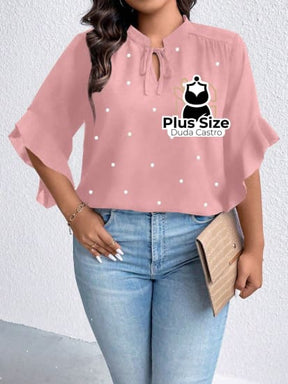 Blusa Social Com Detalhe Em Pérolas Várias Cores Plus Size