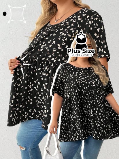 Blusa Tipo Bata Estampa Leopardo Plus Size Extra