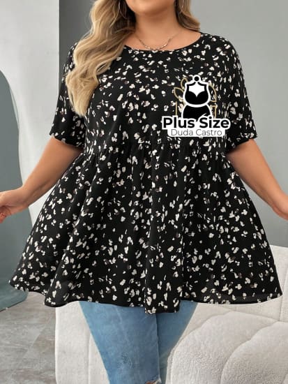 Blusa Tipo Bata Estampa Leopardo Plus Size Extra