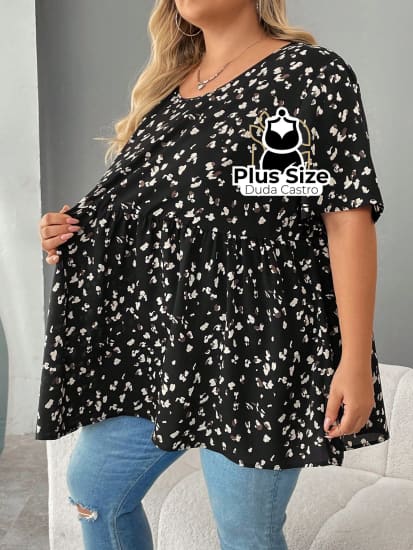 Blusa Tipo Bata Estampa Leopardo Plus Size Extra