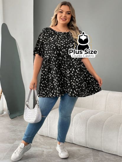 Blusa Tipo Bata Estampa Leopardo Plus Size Extra