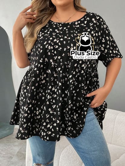 Blusa Tipo Bata Estampa Leopardo Plus Size Extra