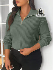 Blusa Tricot de Inverno Premium Plus Size com Zíper – Elegância e Conforto Absoluto Blusa Tricot de Inverno Premium