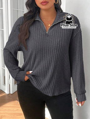 Blusa Tricot de Inverno Premium Plus Size com Zíper – Elegância e Conforto Absoluto Blusa Tricot de Inverno Premium