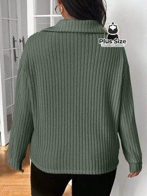 Blusa Tricot de Inverno Premium Plus Size com Zíper – Elegância e Conforto Absoluto Blusa Tricot de Inverno Premium