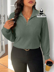 Blusa Tricot de Inverno Premium Plus Size com Zíper – Elegância e Conforto Absoluto Blusa Tricot de Inverno Premium