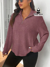 Blusa Tricot de Inverno Premium Plus Size com Zíper – Elegância e Conforto Absoluto Blusa Tricot de Inverno Premium