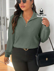 Blusa Tricot de Inverno Premium Plus Size com Zíper – Elegância e Conforto Absoluto Blusa Tricot de Inverno Premium