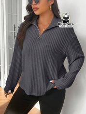 Blusa Tricot de Inverno Premium Plus Size com Zíper – Elegância e Conforto Absoluto Blusa Tricot de Inverno Premium