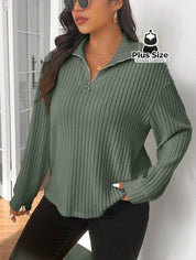 Blusa Tricot de Inverno Premium Plus Size com Zíper – Elegância e Conforto Absoluto Blusa Tricot de Inverno Premium