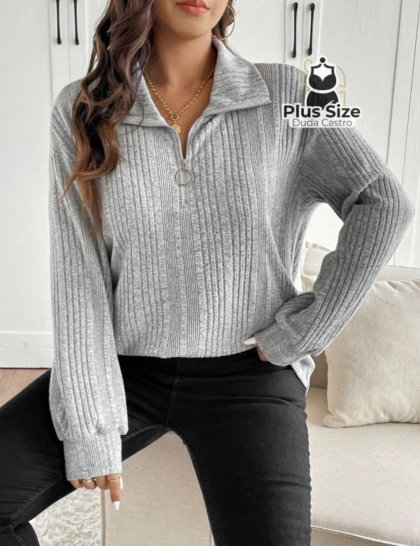 Blusa Tricot Deluxe com Zíper – Conforto & Elegância na Medida Certa G Blusa Tricot Deluxe com Zíper – Conforto &