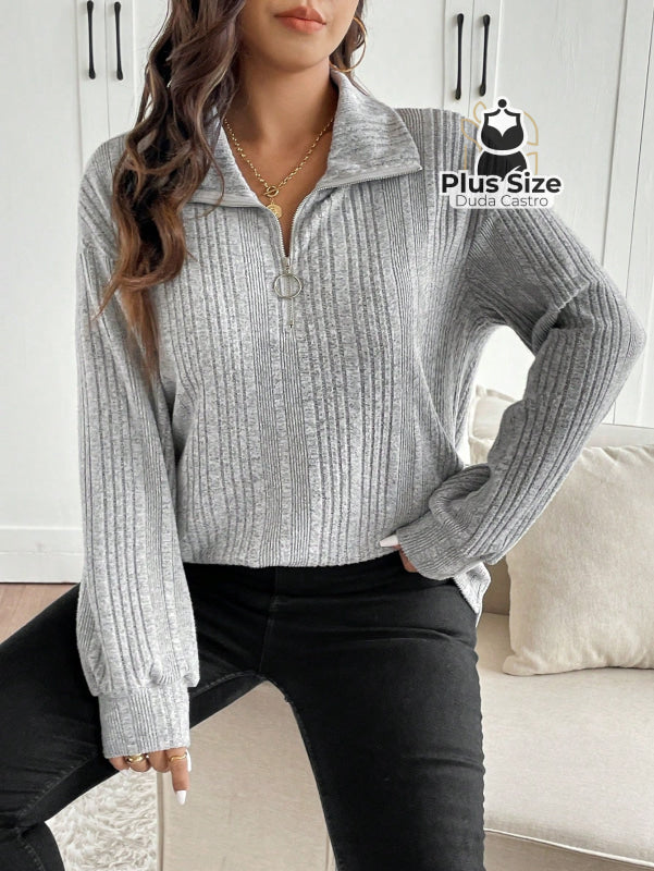 Blusa Tricot Deluxe com Zíper – Conforto & Elegância na Medida Certa G Blusa Tricot Deluxe com Zíper – Conforto &