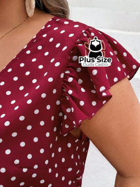 Blusa Vermelha Com Estampa De Poá Plus Size Extra Blusa