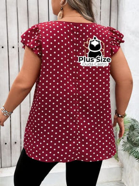 Blusa Vermelha Com Estampa De Poá Plus Size Extra Blusa