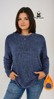 Blusa Viscose Maciez Intensa Quentinha Plus Size – Leve Macia e Aconchegante G / Azul Marinho Blusa Viscose Maciez