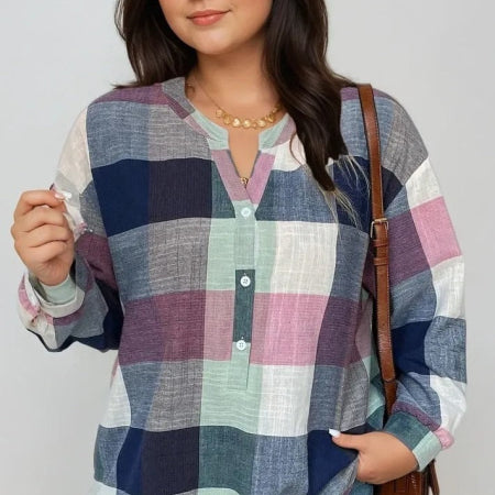 Blusa Xadrez Contemporânea Plus Size G Blusa Xadrez Contemporânea Plus Size