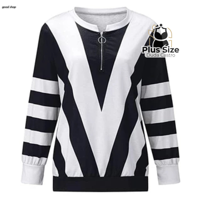 Blusa Zíper Style Preta & Branca Blusa Zíper Style Preta & Branca