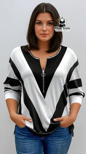 Blusa Zíper Style Preta & Branca Blusa Zíper Style Preta & Branca