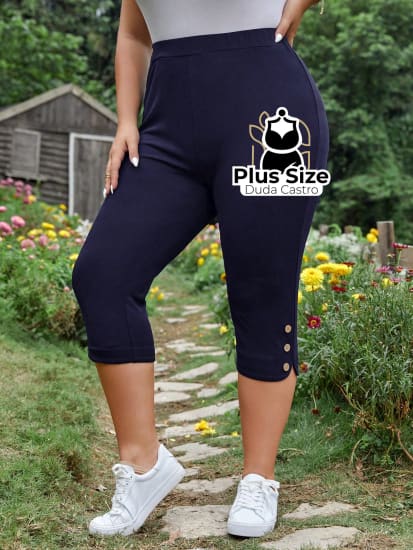 Plussize Calças Capri Várias Cores G / Azul Marinho Calça