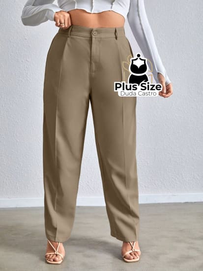 Calça Cenoura Cintura Alta Com Passa Cinto Várias Cores Plus Size Calça