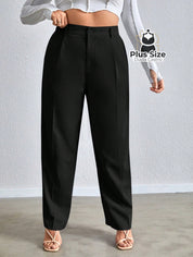 Calça Cenoura Cintura Alta Com Passa Cinto Várias Cores Plus Size G / Preto Calça
