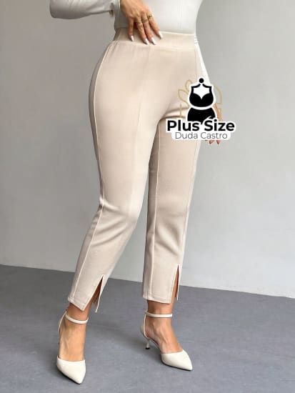 Calça Cigarrete Detalhe Na Barra Várias Cores Plus Size