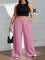 Calça Cintura Alta e Pernas Largas Lisa Várias Cores Plus Size G / Rosa Calça Cintura Alta e Pernas Largas Lisa Várias