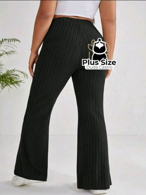 Plussize Calça Cintura Alta Calças Perna Flare Calça