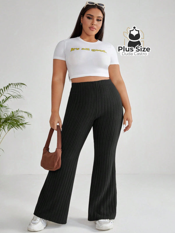 Calça Cintura Alta Flare Plus Size Calça