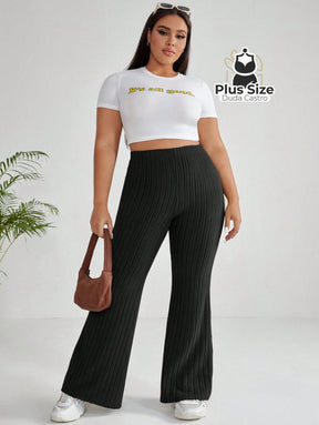 Calça Cintura Alta Flare Plus Size Calça