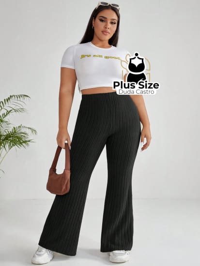 Calça Cintura Alta Flare Plus Size Calça